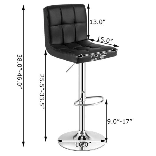 Adjustable Swivel Bar Stool with PU Leather-Black