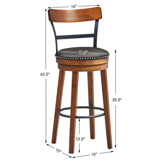 Set of 2 30.5 Inch Swivel Pub Height Bar Stool