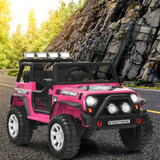12V Kids Remote Control Electric Ride On Truck Car with Lights and Music -Pink