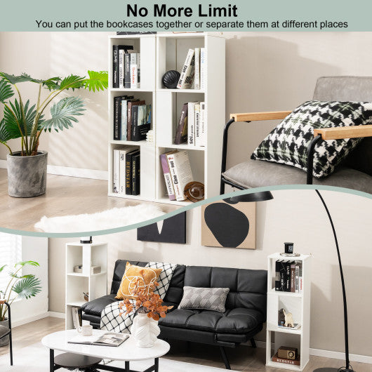 3-Tier 6 Cube Freestanding Bookcase with Anti-toppling Device-White