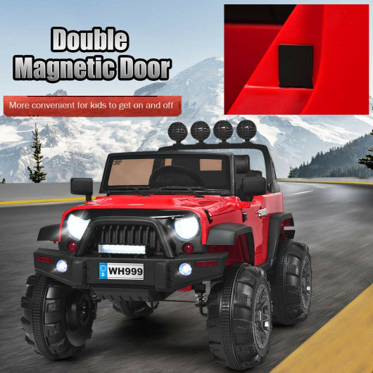 12 V Kids Ride On Truck with Remote Control and Double Magnetic Door-Red