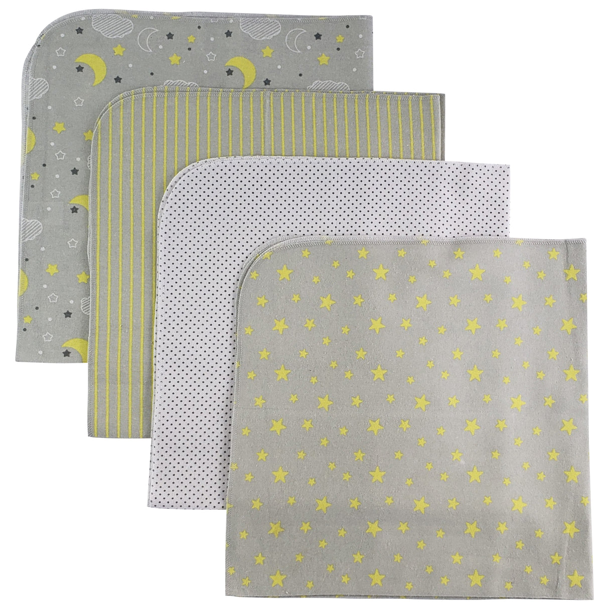 4 Pack Yellow Flannel Receiving Blanket