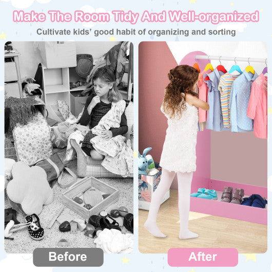 Kids Dress Up Storage with Mirror-Pink