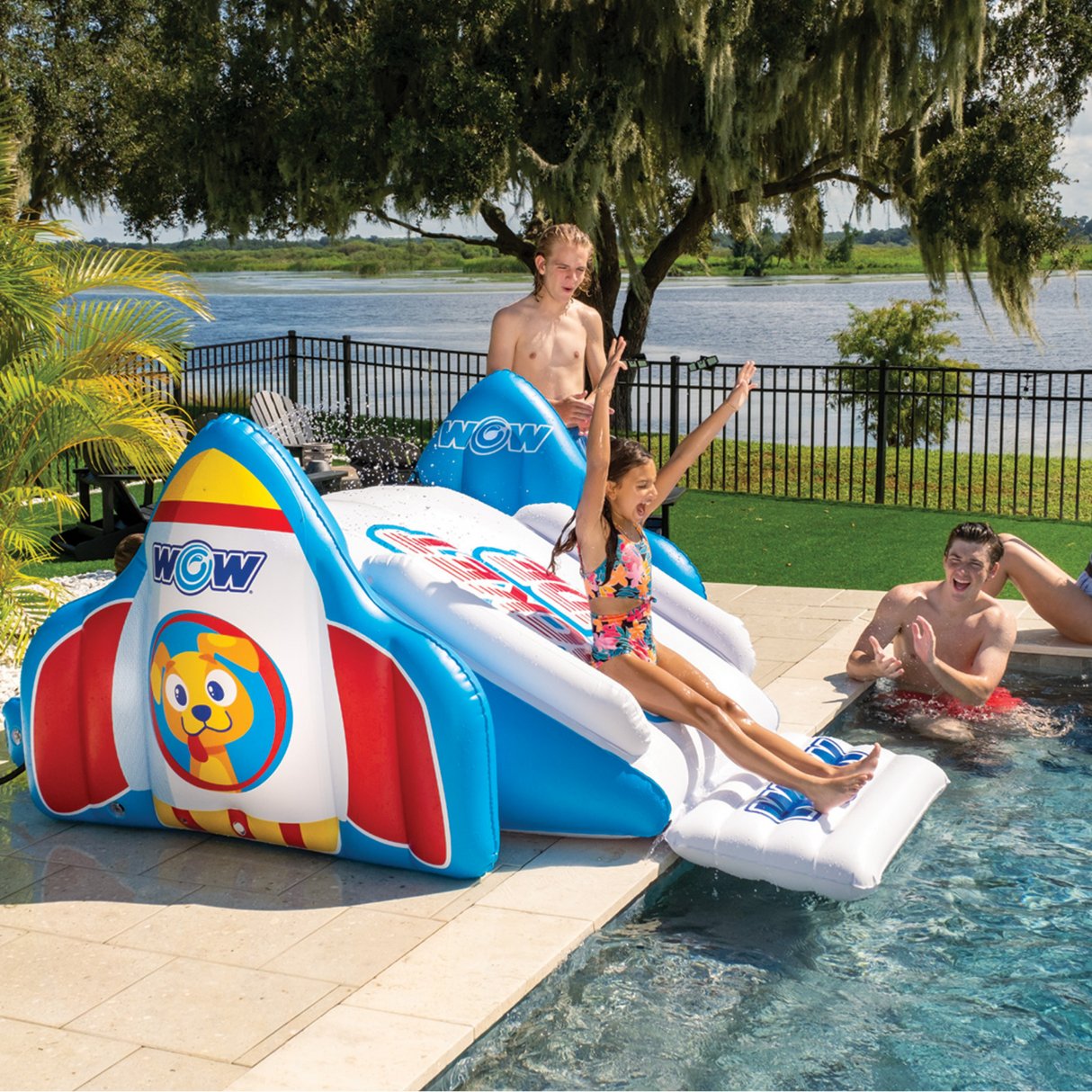 WOW Sports Rocket Pool Slide with Built-In Sprinklers (22-WSL-3892-WOW) by Jupiter Gear