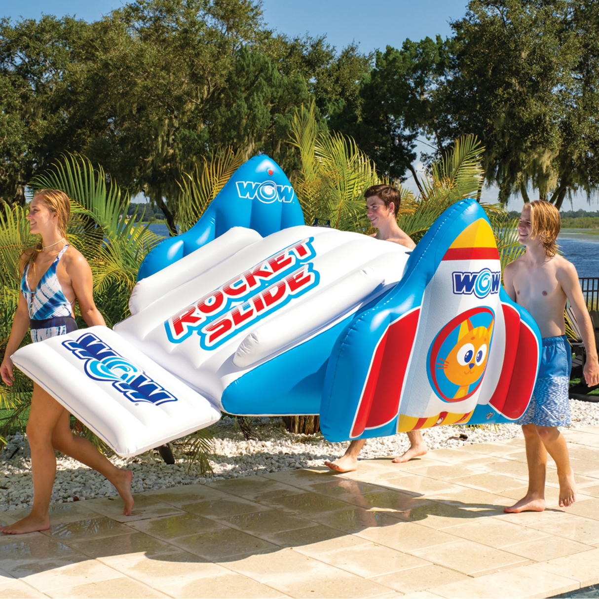 WOW Sports Rocket Pool Slide with Built-In Sprinklers (22-WSL-3892-WOW) by Jupiter Gear
