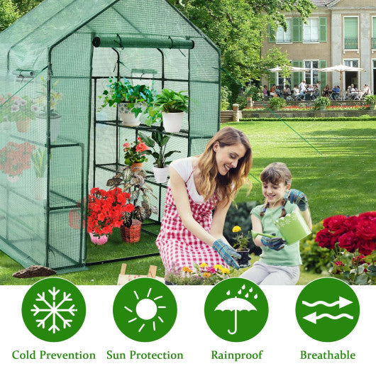 Walk-in Greenhouse 56 x 56 x 77 Inch Gardening with Observation Windows