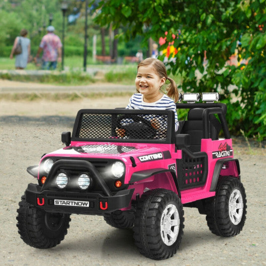 12V Kids Remote Control Electric Ride On Truck Car with Lights and Music -Pink