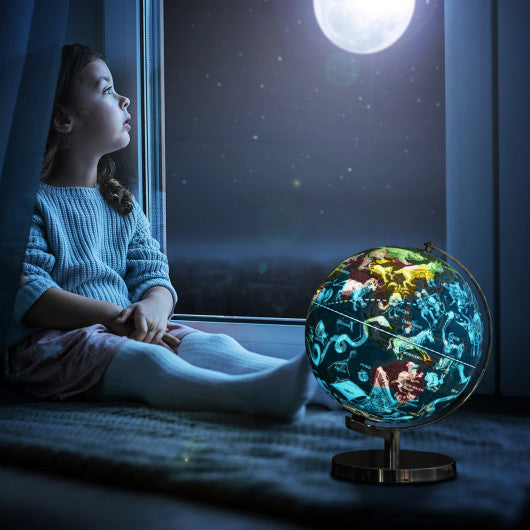 3-in-1 Illuminated World Globe with Stand and 88 Constellations