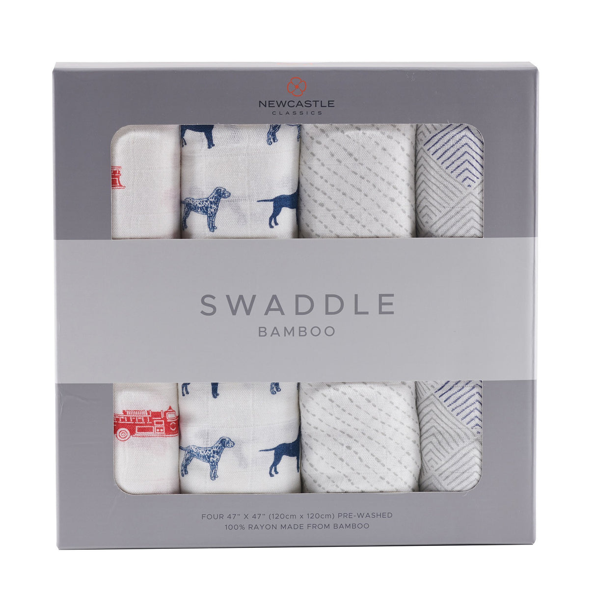 Fire Truck and Dalmatian Bamboo Swaddle Blanket Four Pack - Aiden's Corner Baby & Toddler Clothes, Toys, Teethers, Feeding and Accesories