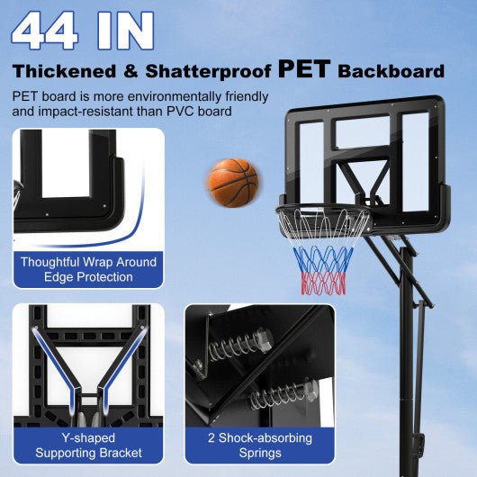 Portable Basketball Hoop with 8 to 10 Feet 5-Level Height Adjustable