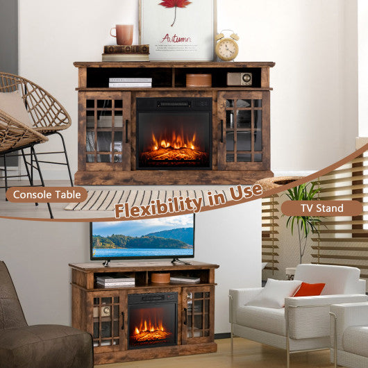 48 Inch Electric Fireplace TV Stand with Cabinets for TVs Up to 55 Inch-Brown