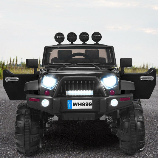 12 V Kids Ride On Truck with Remote Control and Double Magnetic Door-Black