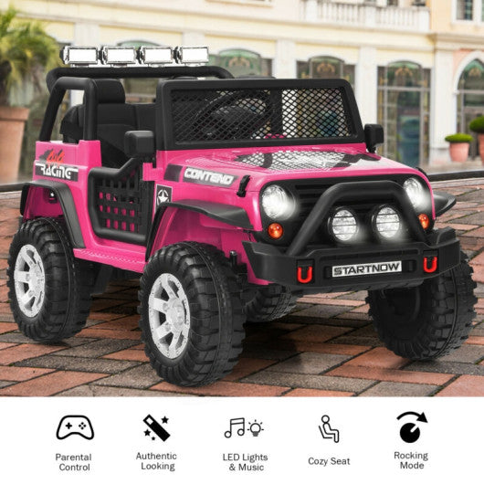 12V Kids Remote Control Electric Ride On Truck Car with Lights and Music -Pink