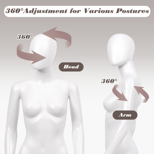 5.8 ft Full Body Female Mannequin Egghead Manikin with Metal Stand