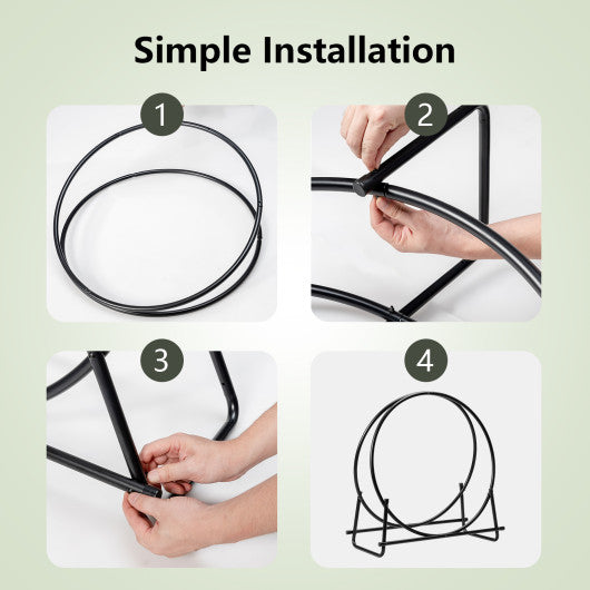 30-Inch Tubular Steel Log Hoop Firewood Storage Rack