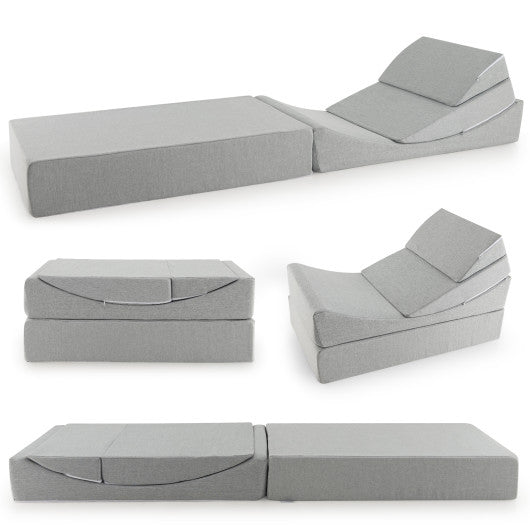 4-in-1 Convertible Folding Sofa Bed with High-Density Foam-Gray