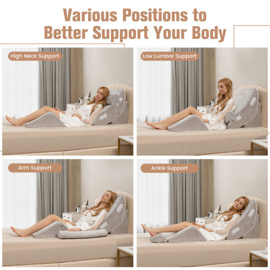 4 Pieces Bed Wedge Pillow for Back Neck and Leg Pain Relief