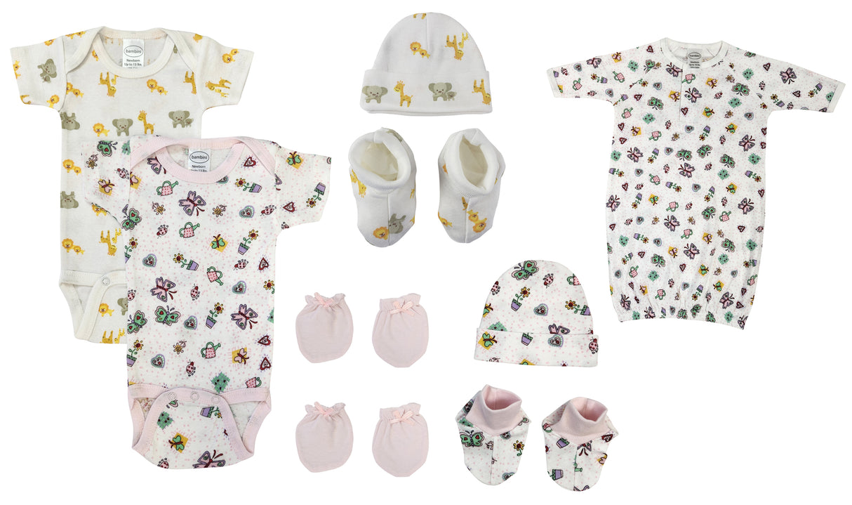 Newborn Baby Girl 9 Pc Layette Sets