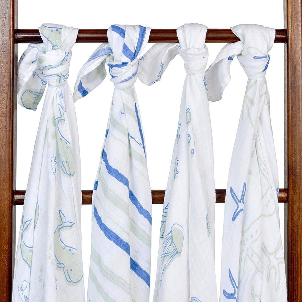Ocean Friends Swaddle Blanket Four Pack - Aiden's Corner Baby & Toddler Clothes, Toys, Teethers, Feeding and Accesories