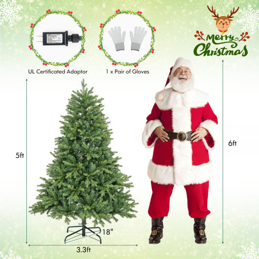 5/6/7 Feet Pre-lit Artificial Christmas Tree with Branch Tips and LED Lights-5 ft