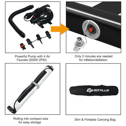 10 Feet Inflatable Gymnastics Tumbling Mat with Pump -Black