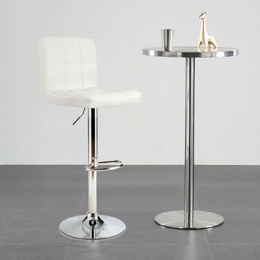 Adjustable Swivel Bar Stool with PU Leather-White