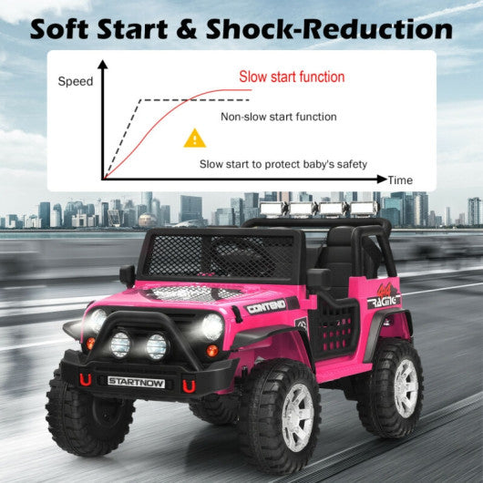 12V Kids Remote Control Electric Ride On Truck Car with Lights and Music -Pink