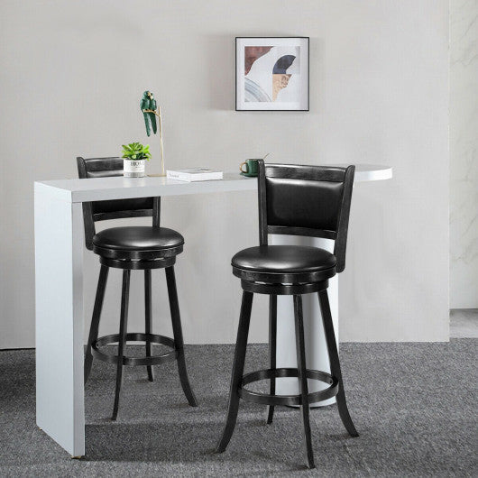 Set of 2 29 Inch Swivel Bar Height Stool Wood Dining Chair Barstool-Black