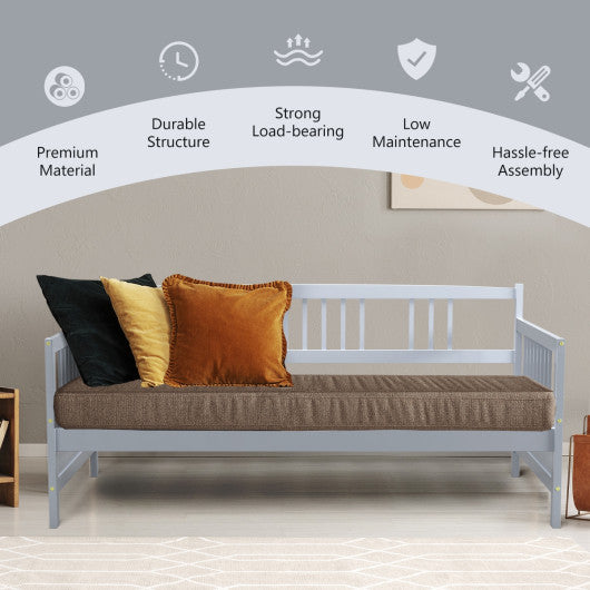 Twin Size Wooden Slats Daybed Bed with Rails-Gray