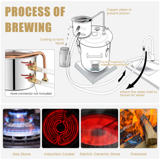 5 Gal 40 L Water Juicer Maker with 2 Stainless Steel Pots-5 Gal