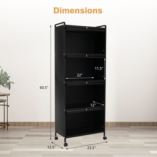 5-Tier Kitchen Baker's Rack with Flip-up PC Doors-Black