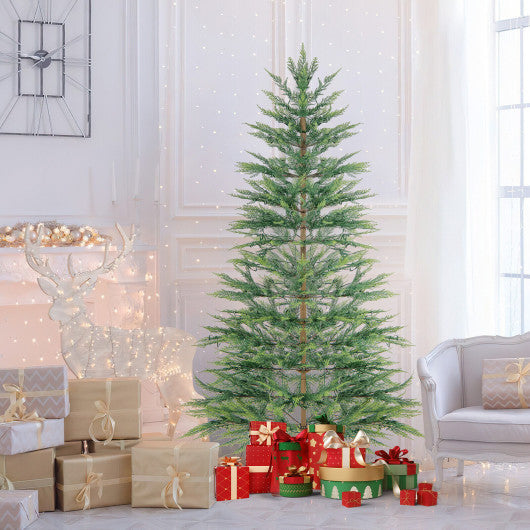 6.5/7.5 Feet Artificial Cypress Christmas Tree Pre-lit Hinged-6.5 ft