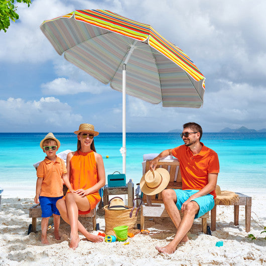 6.5 Feet Patio Beach Umbrella with Waterproof Polyester Fabric-Orange