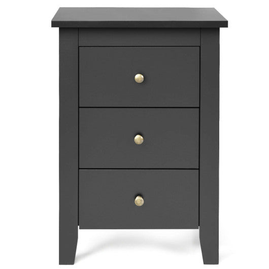 Nightstand End Beside Table Drawers Modern Storage Bedroom Furniture-Black