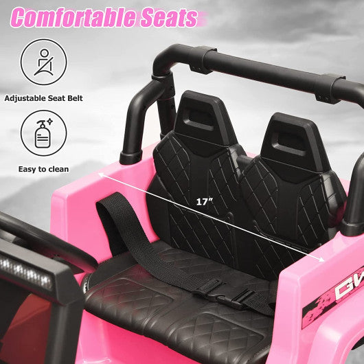 12V Kids Ride-on Jeep Car with 2.4G Remote Control-Pink
