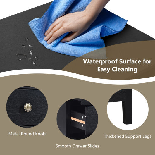 Nightstand Beside End Side Table Organizer with 3 Drawers-Black