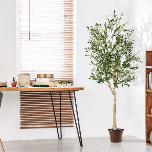 6 Feet Artificial Olive Tree in Cement Pot-1 Piece