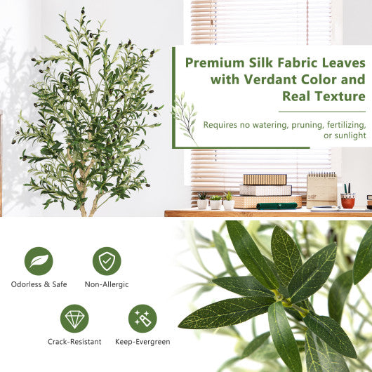 6 Feet Artificial Olive Tree in Cement Pot-1 Piece