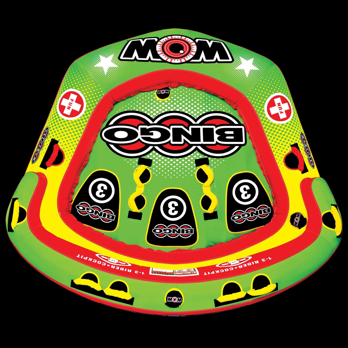 WOW Sports Bingo 1-3 Person Towable Water Tube For Pool and Lake (14-1070) by Jupiter Gear