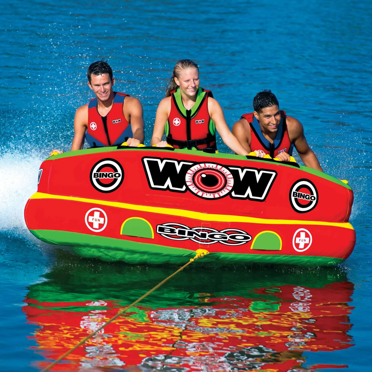 WOW Sports Bingo 1-3 Person Towable Water Tube For Pool and Lake (14-1070) by Jupiter Gear