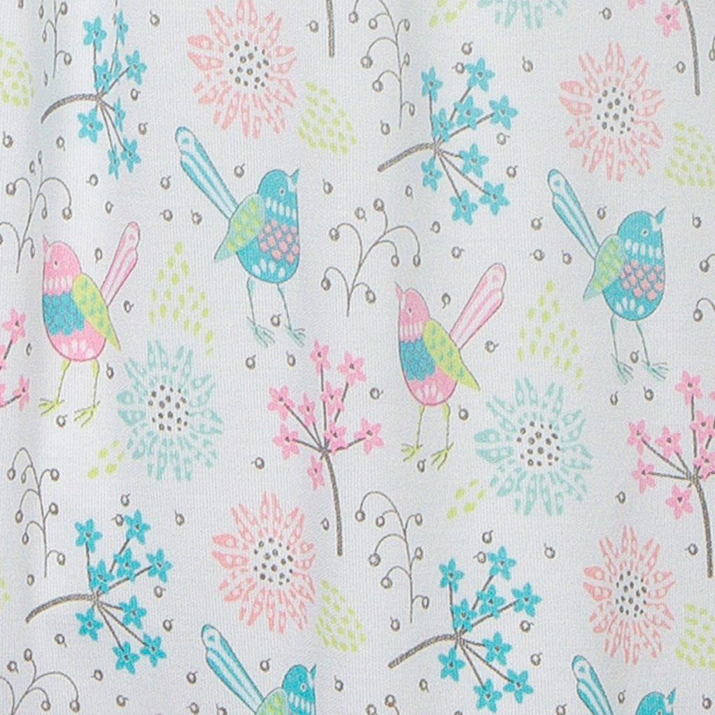 Bow Romper s/s - Regal Bird on White 100% Pima Cotton by Feather Baby