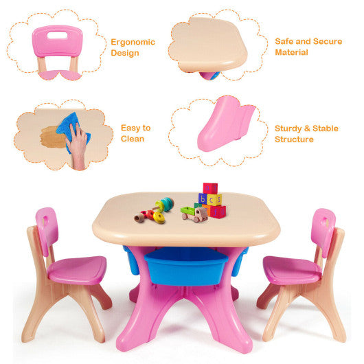 In/Outdoor 3-Piece Plastic Children Play Table & Chair Set
