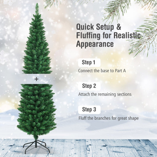 PVC Artificial Slim Pencil Christmas Tree-6 Feet