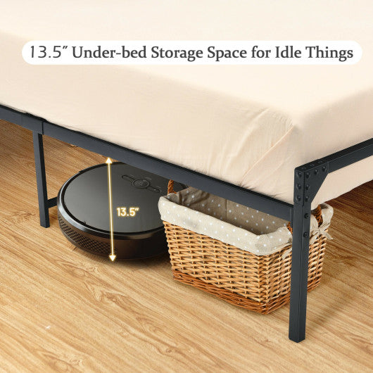 Platform Full/Queen Bed with Rustic Headboard and Footboard-Queen Size