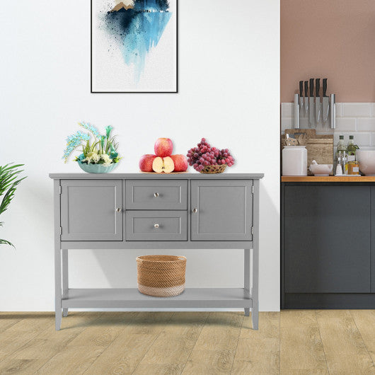 Wooden Sideboard Buffet Console Table with Drawers and Storage-Gray