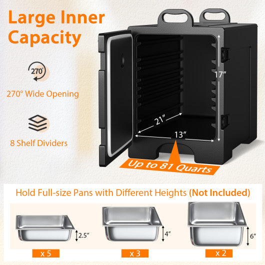 81 Quart Capacity End-loading Insulated Food Pan Carrier
