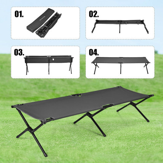 Adults Kids Folding Camping Cot-Gray