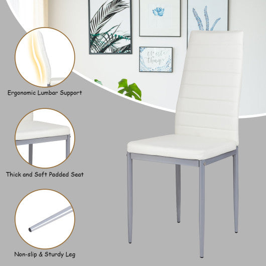 4 pcs PVC Leather Dining Side Chairs Elegant Design -White