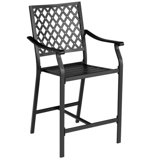 2 Pieces Patiojoy Patio Bar Stool with Height Cushion and Armrest