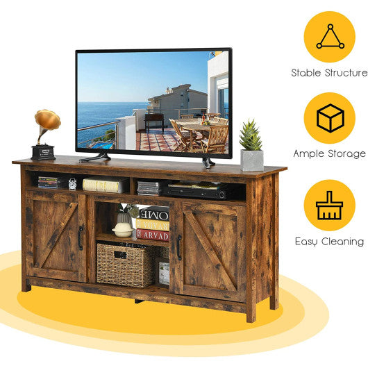 60€�Industrial TV Stand Entertainment Center with Shelve and Cabinet-Brown